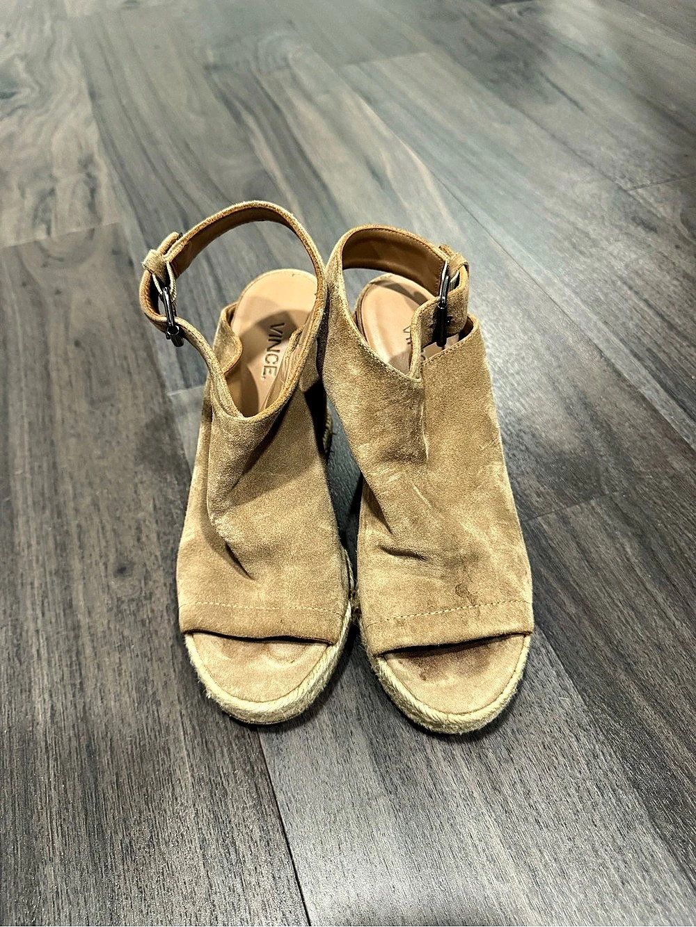 VINCE Georgia Suede Espadrille Wedge Sandal in Brown